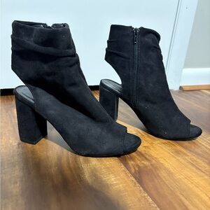 Black Faux Suede Ankle Boots